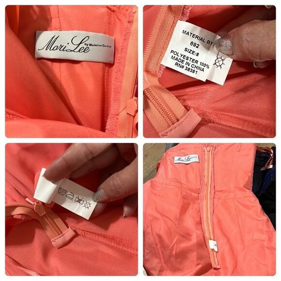 MORI LEE by Madeline Gardner Strapless Coral Gown Size 8 - Picture 10 of 14